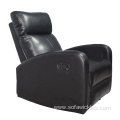 Black Leather Single Manual Recliner Sofa